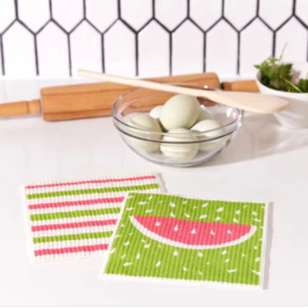 RockFlowerPaper - Watermelon Eco-Friendly Blu Sponge Cloth - Set of 2